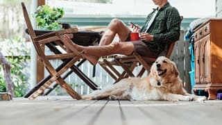 man on porch with dog phone coffee ORGJVJC.width .jpg