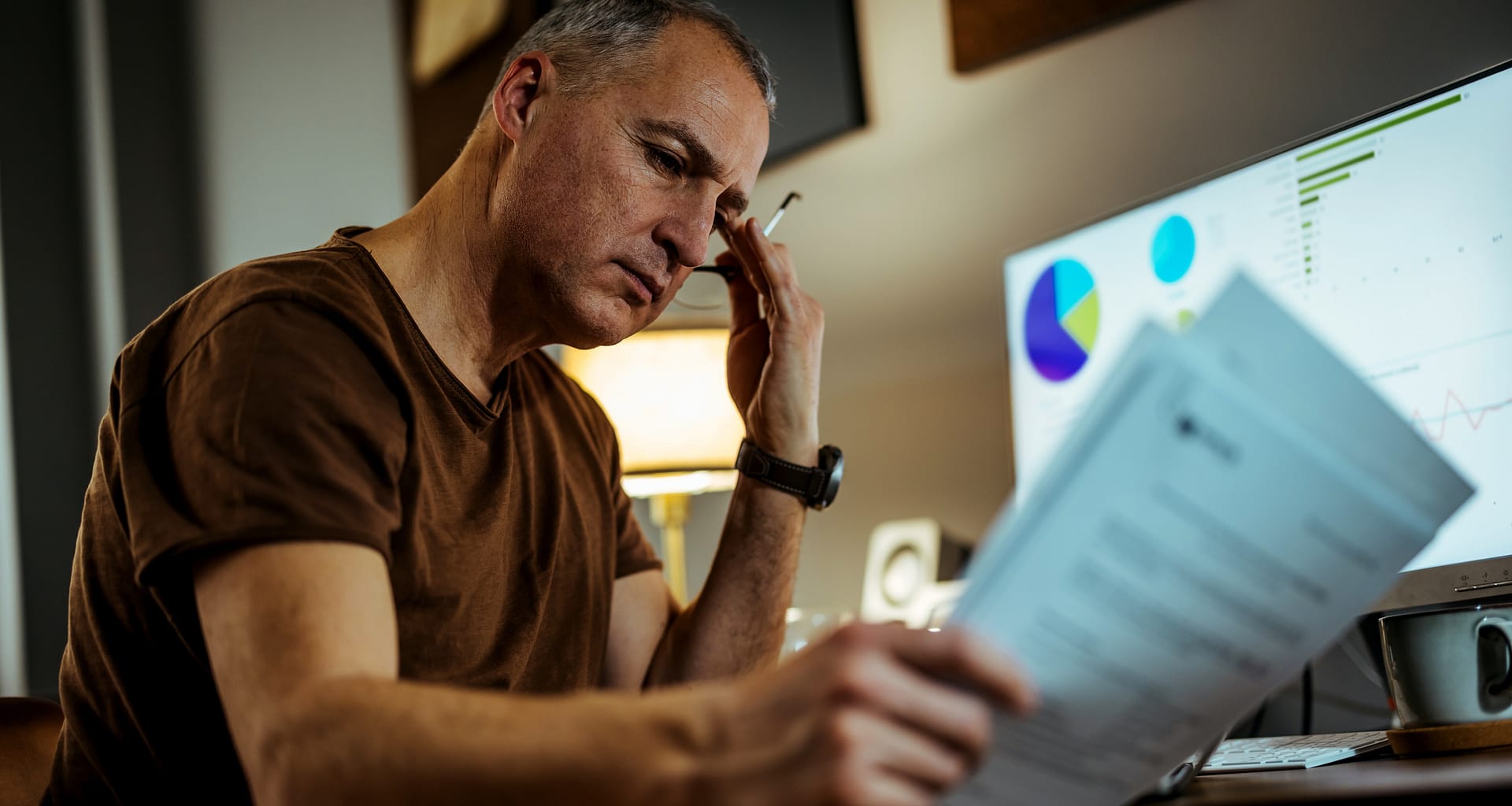middle aged man serious looking at documents gettyimages