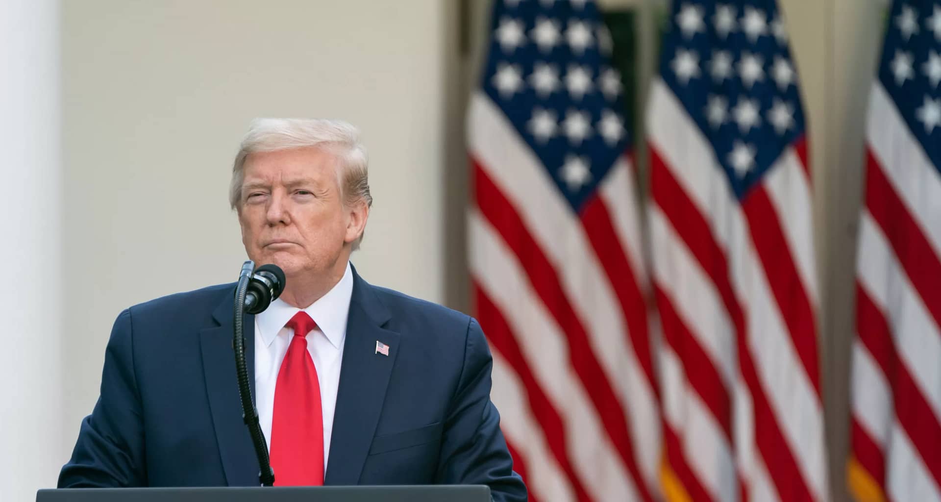 president donald j trump listens to a reporters question during the coronavirus update briefing monday april in the rose garden of the white house official white house photo by andrea hanks.jpg