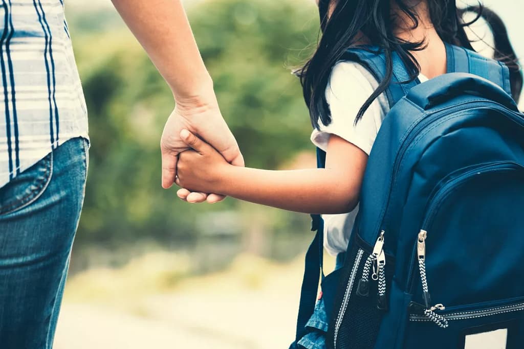 Parent and child in backpack holding hands.width .jpg