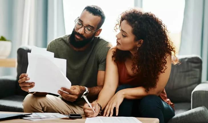 couple with bills signing papers.width .jpg